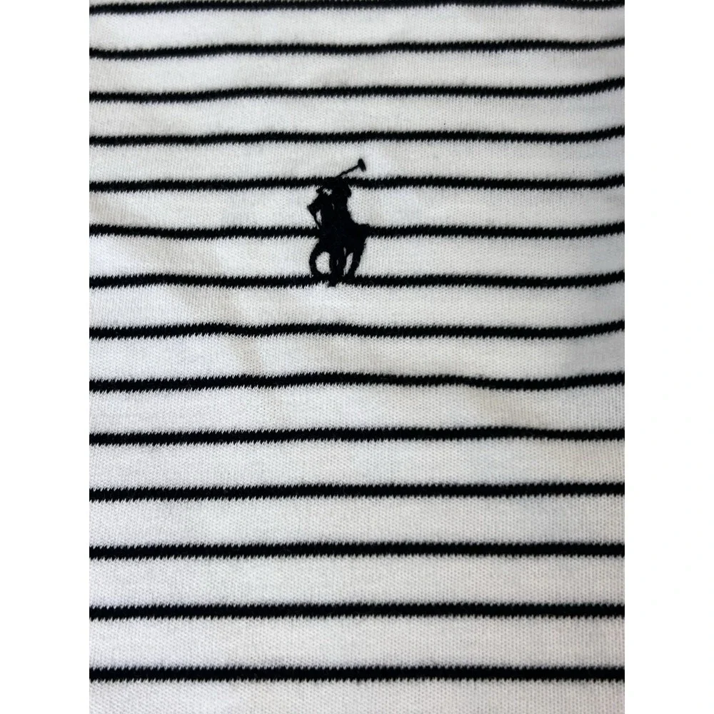 Polo Ralph Lauren Shirt Mens Large Custom Fit Striped Cotton White Navy Blue‎